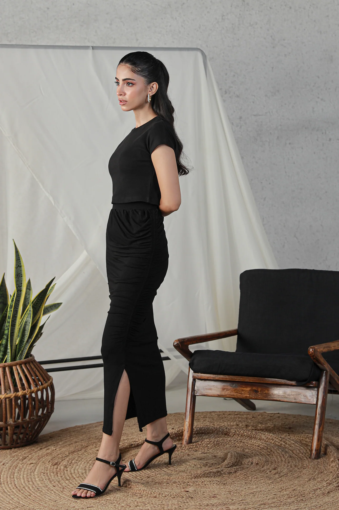 Rib Cropped Top - Black - Image 6