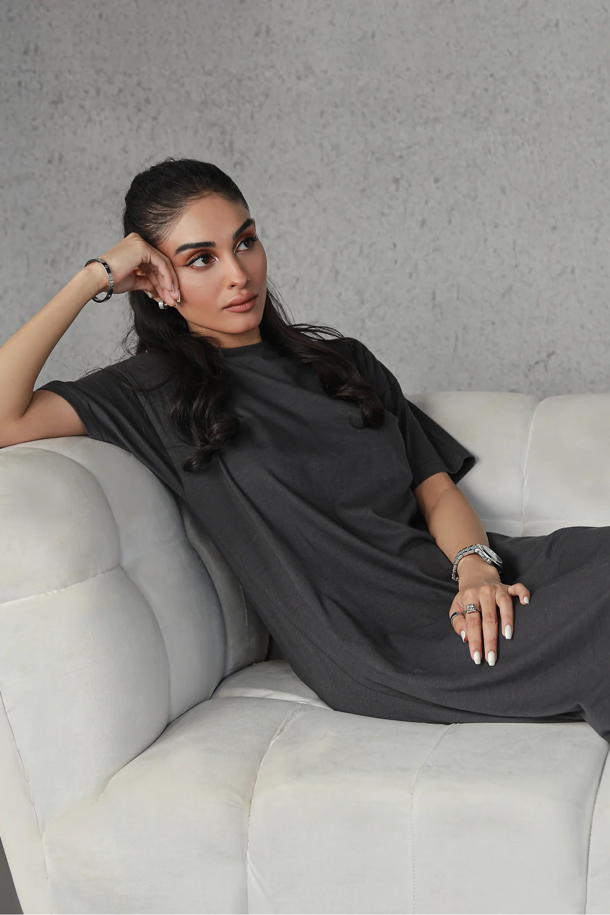 T-Shirt Dress - Charcoal - Image 5