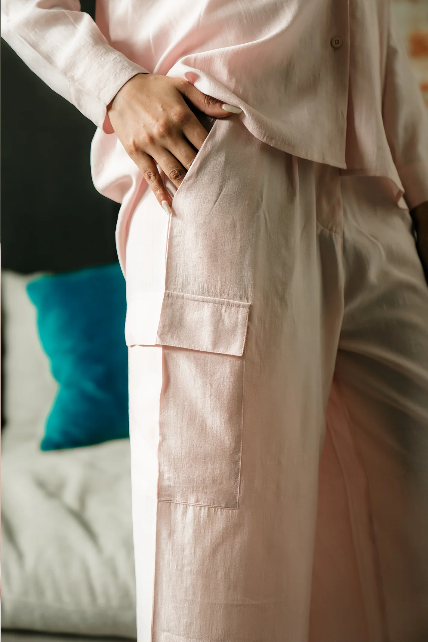 Co-ord Set with Cargo Pants - Pastel Pink - Image 6