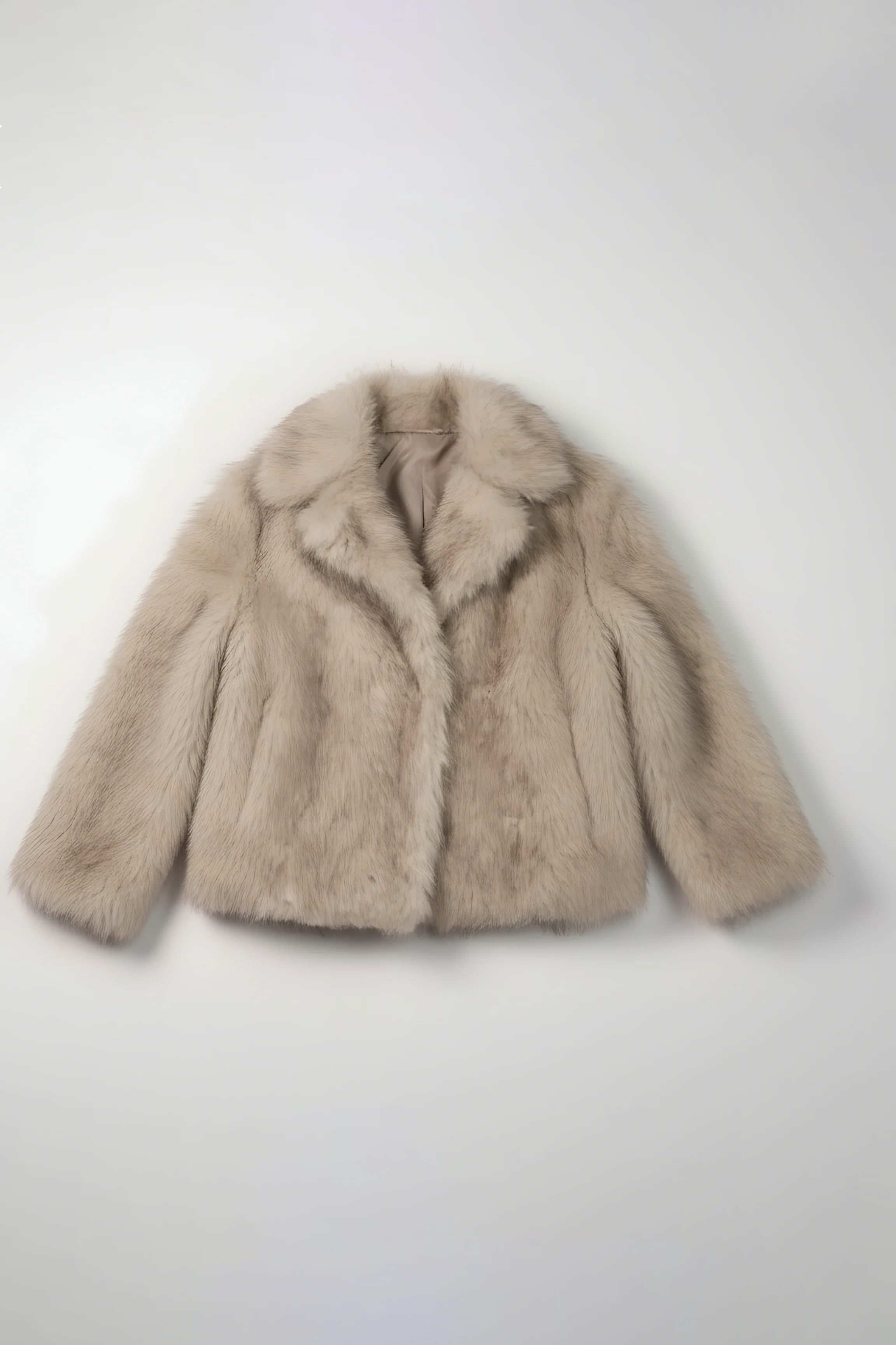 Faux Fur Short Coat - Steel Grey - Image 7