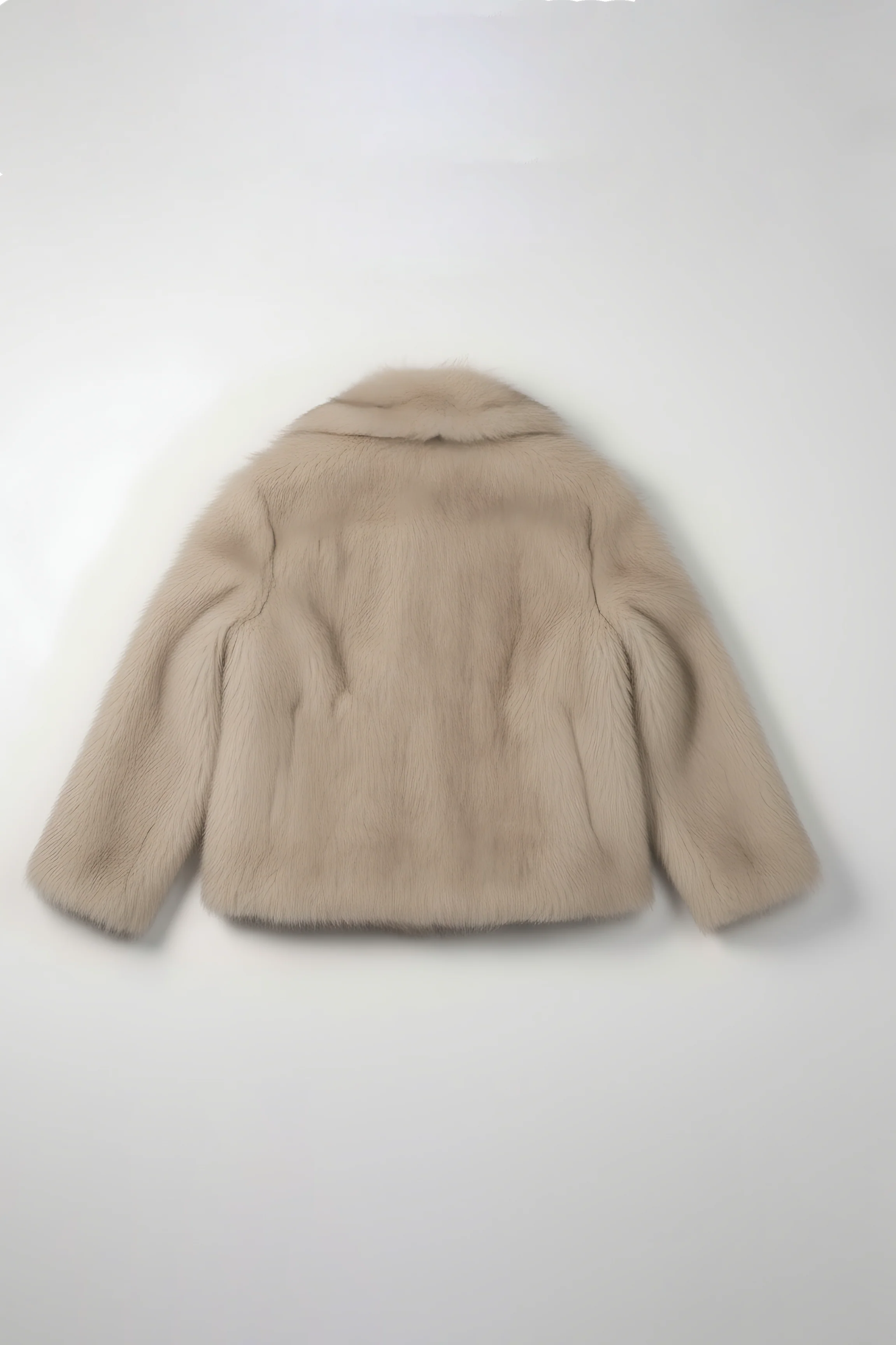 Faux Fur Short Coat - Steel Grey - Image 8