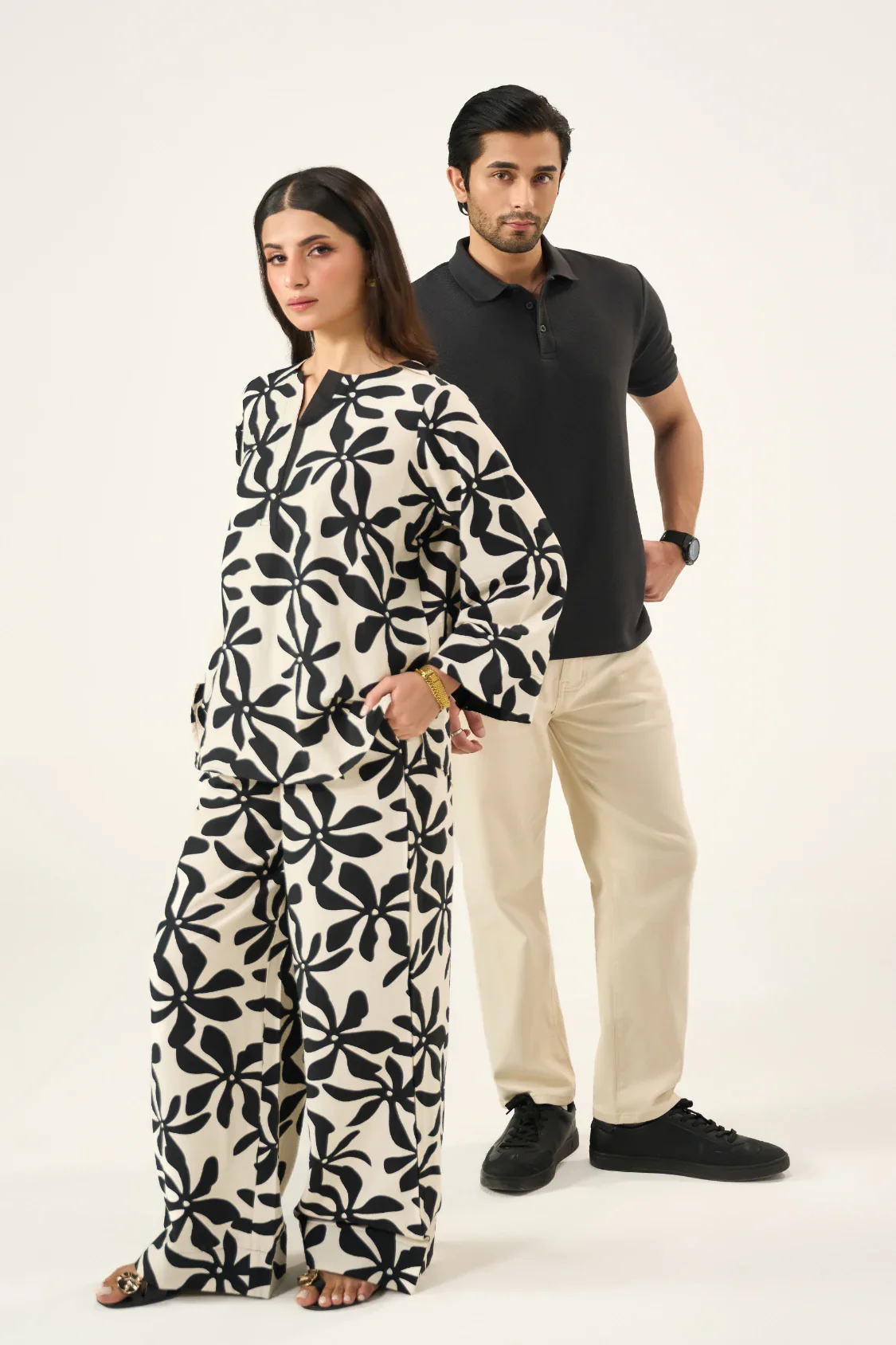Flora Linen Co-Ord Set - Black & Cream - Image 10