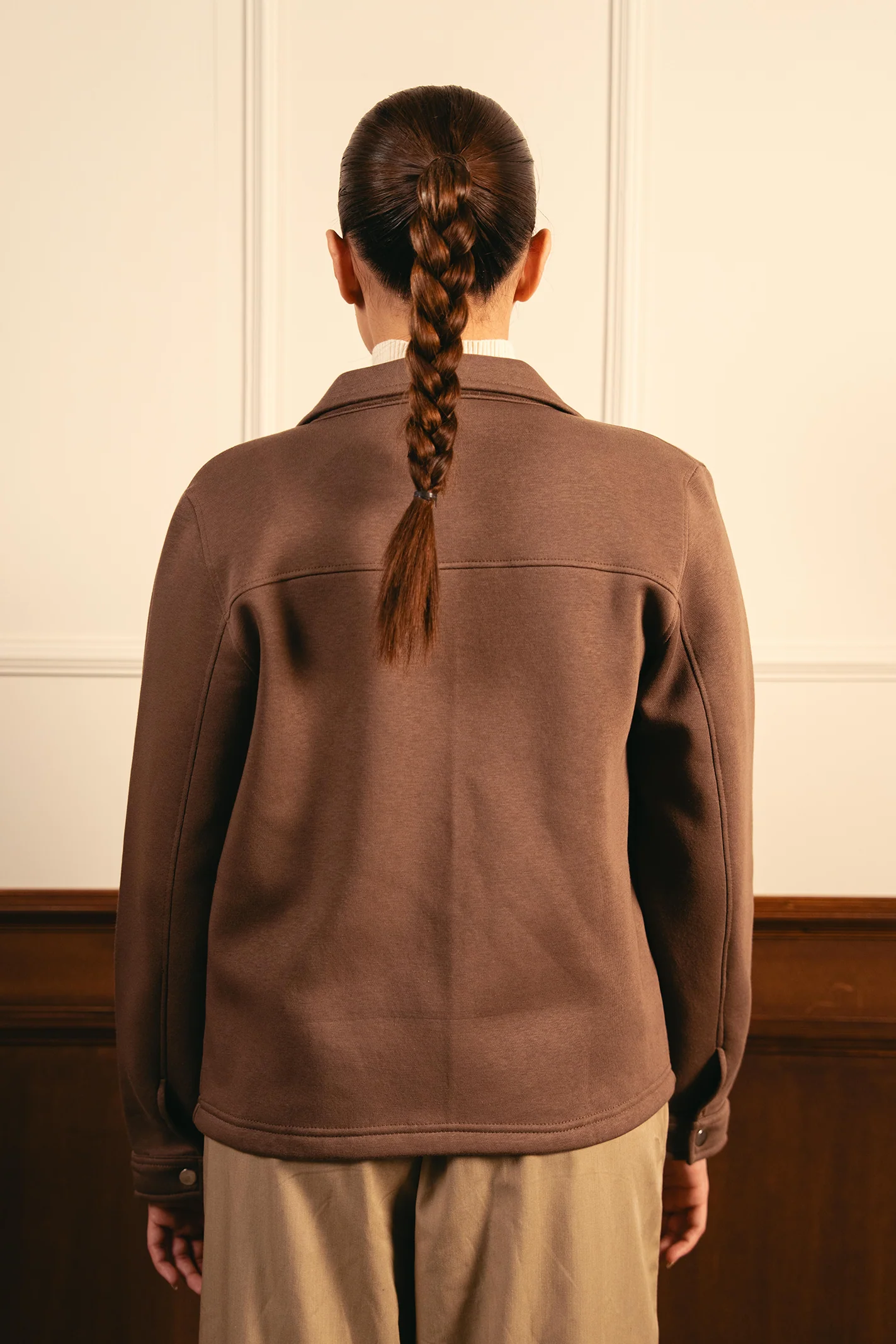 Women Full Zipper Jacket - Brown - Image 7