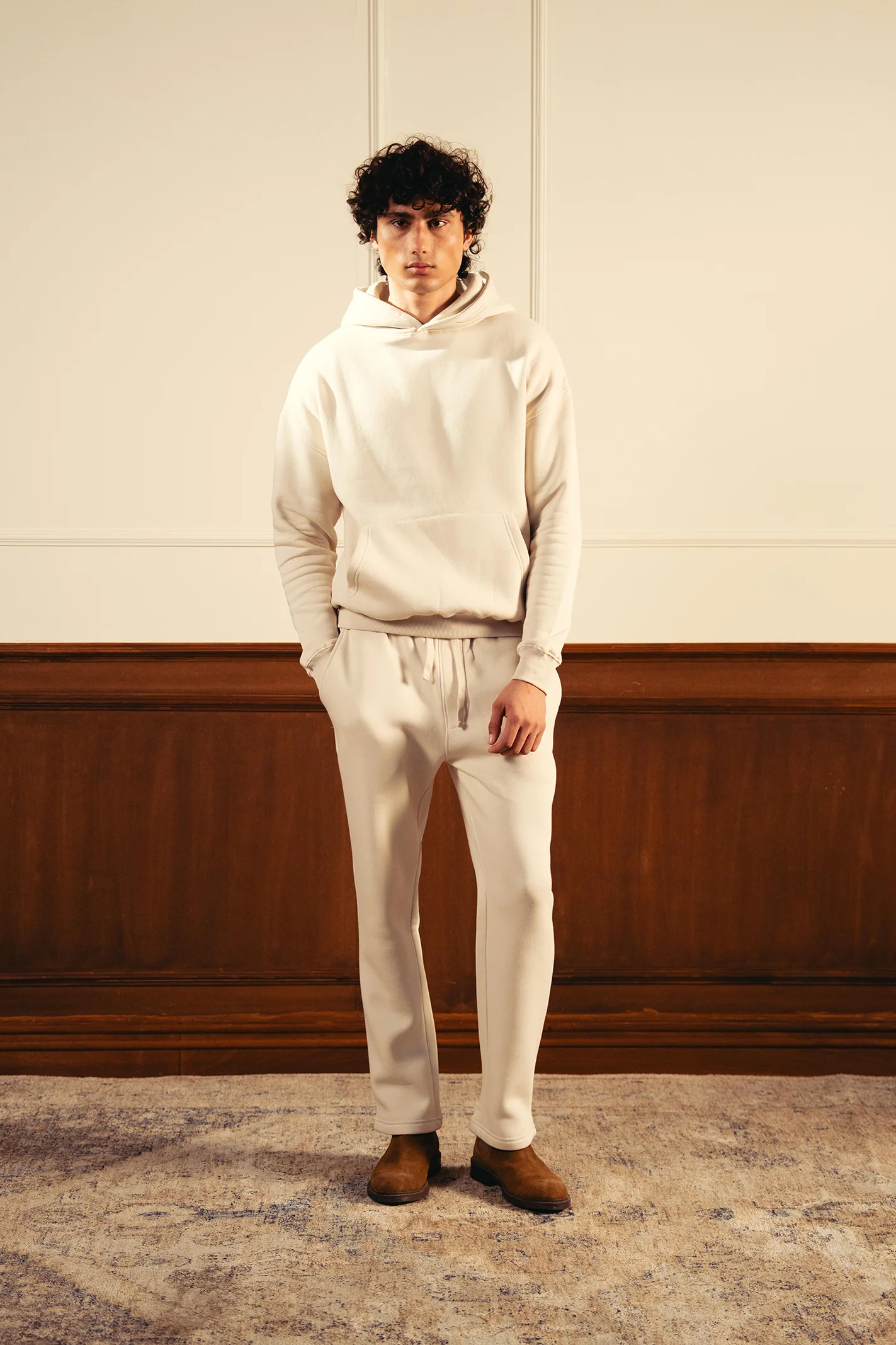 Heavy Fleece Pullover Hoodie – Ivory - Image 2