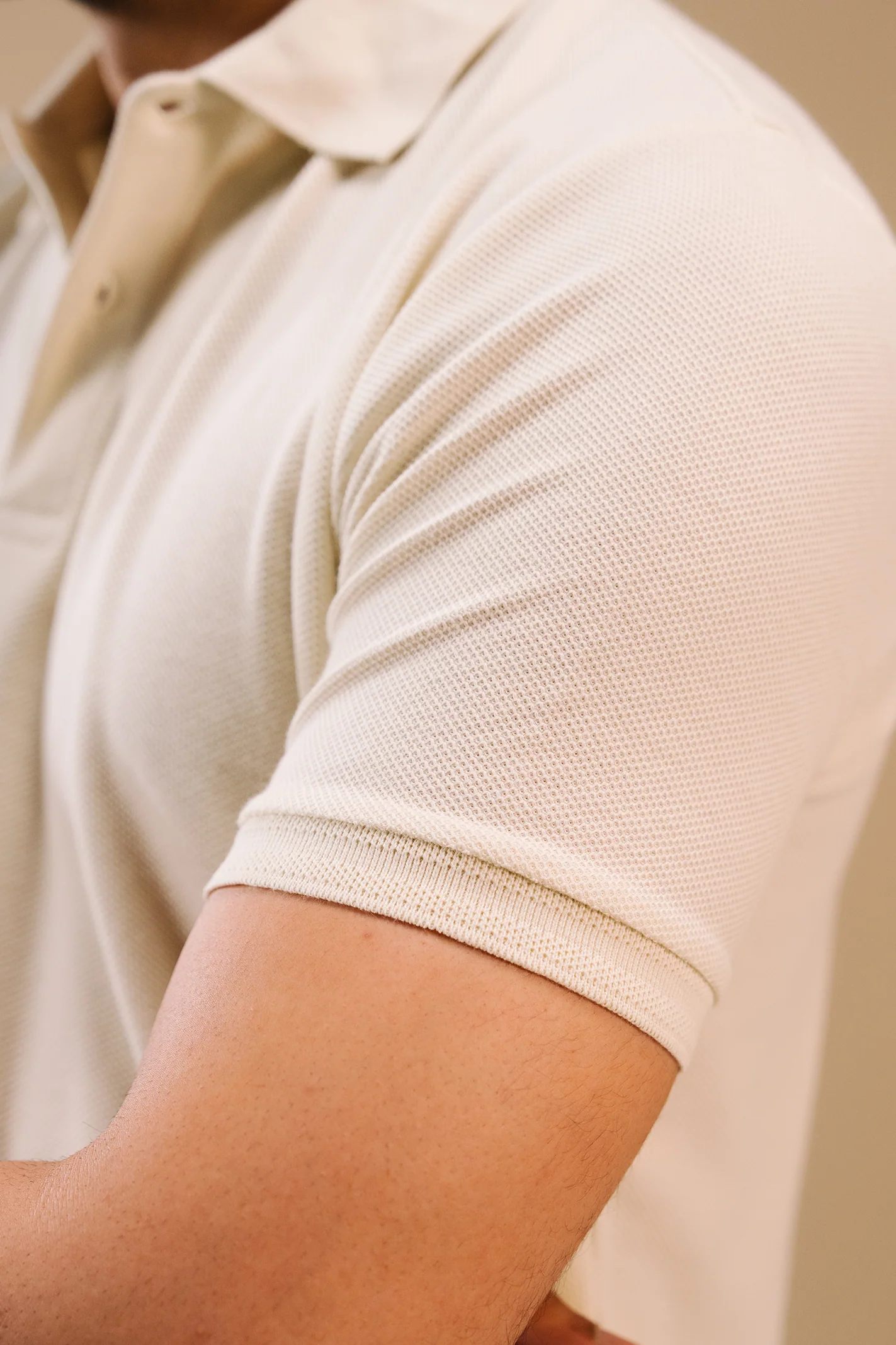 Honeycomb Textured Polo Shirt – Butter Yellow - Image 6