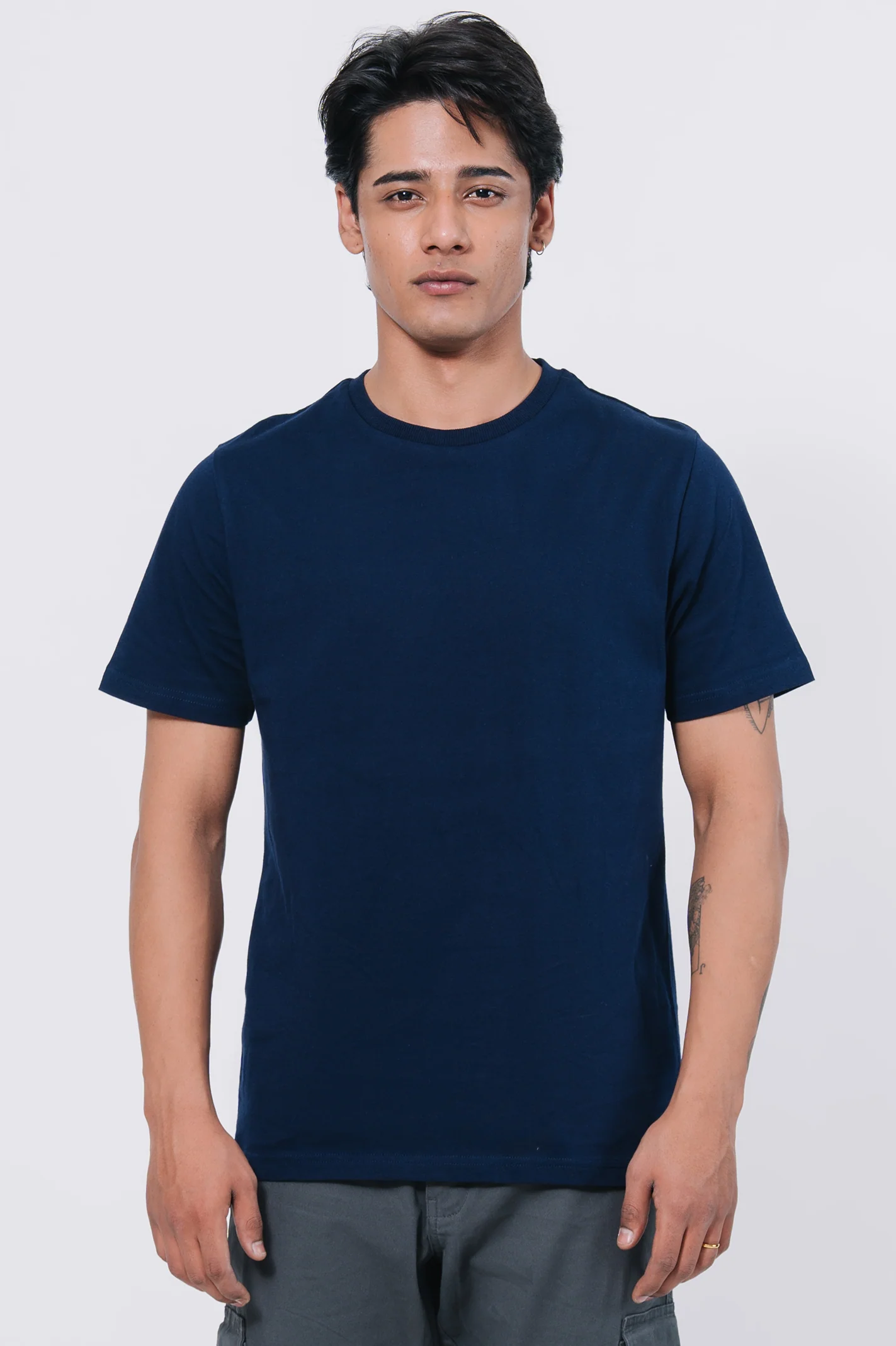 Premium Cotton T-Shirt – Navy Blue - Image 2