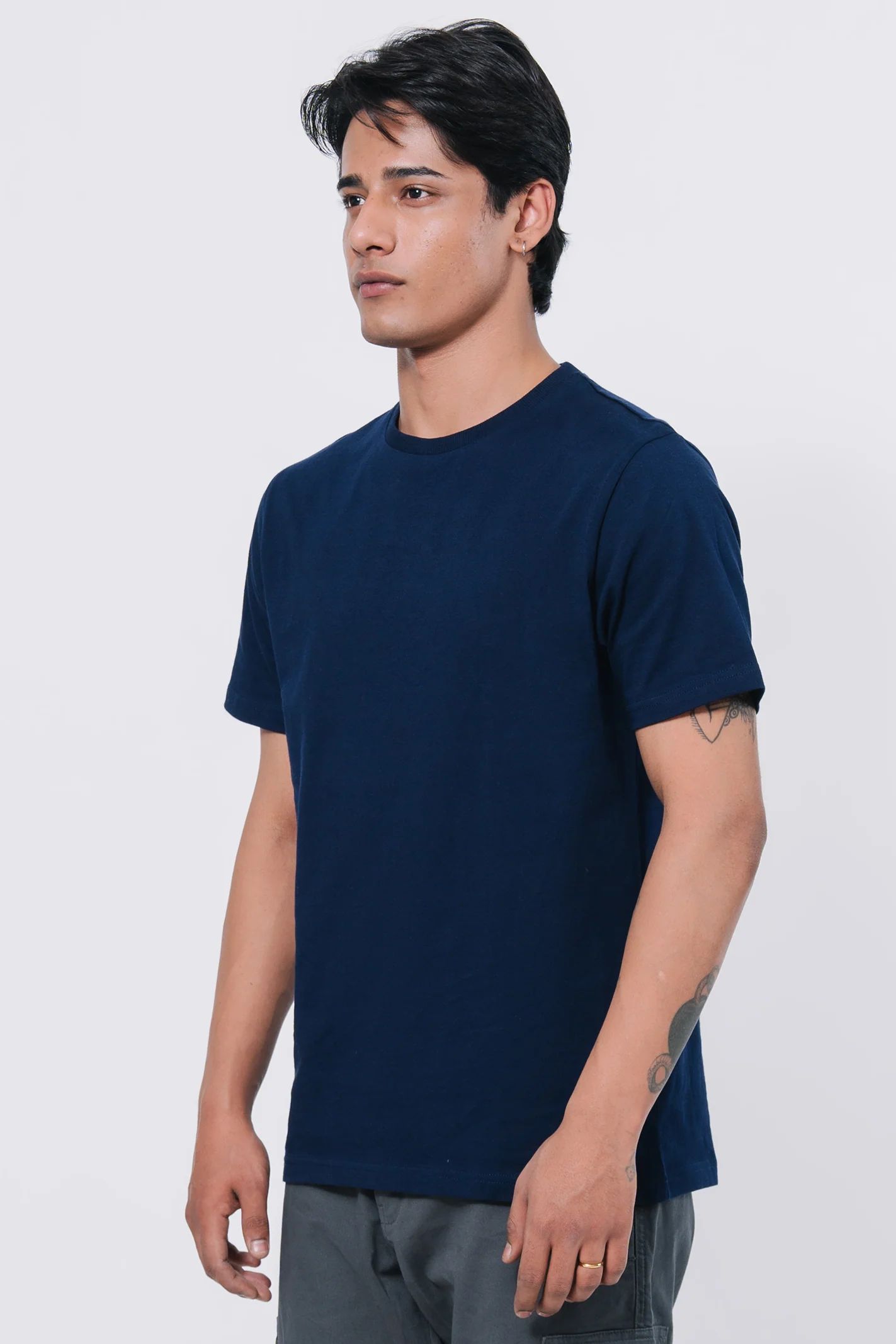 Premium Cotton T-Shirt – Navy Blue - Image 3