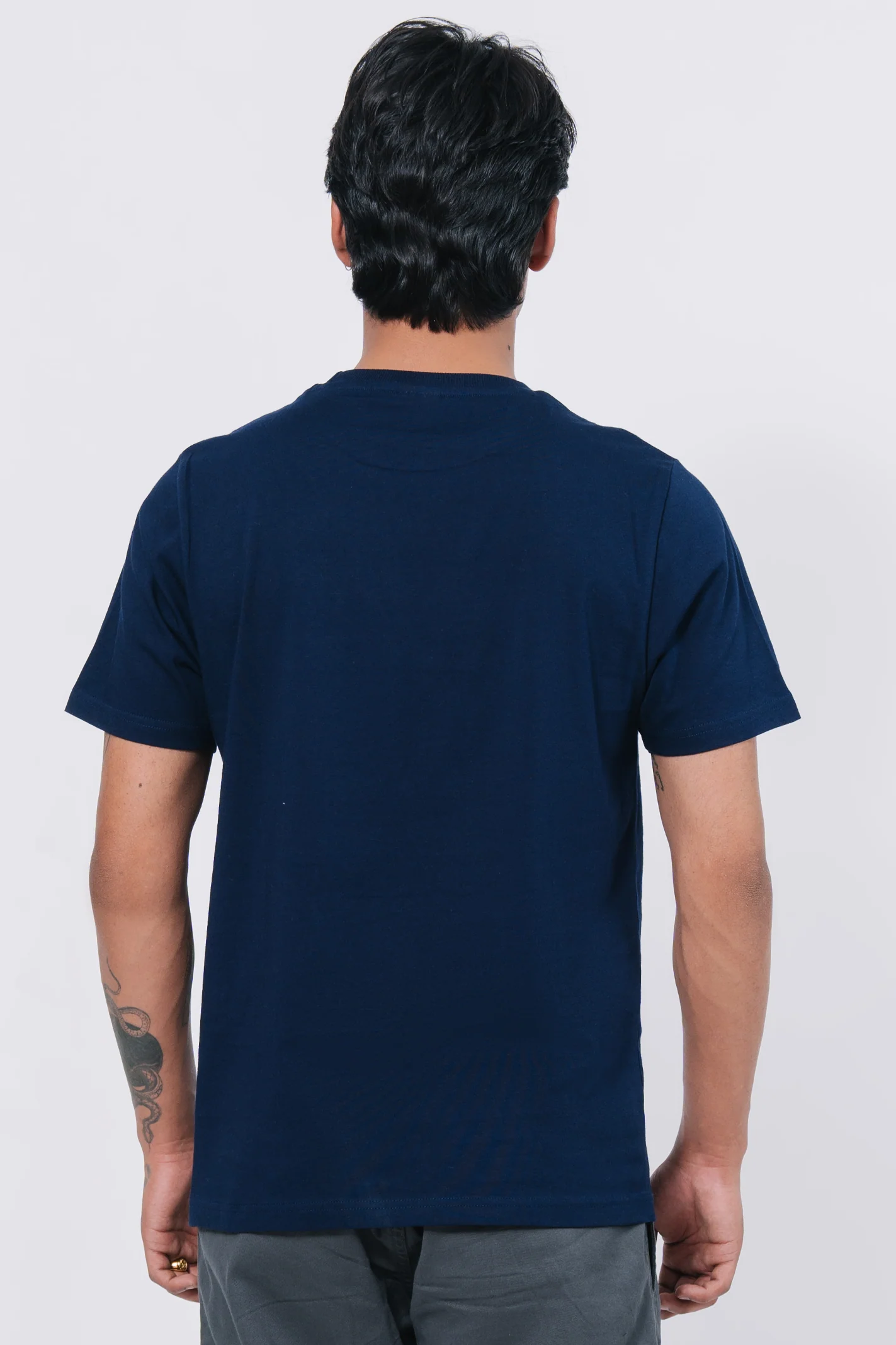 Premium Cotton T-Shirt – Navy Blue - Image 4