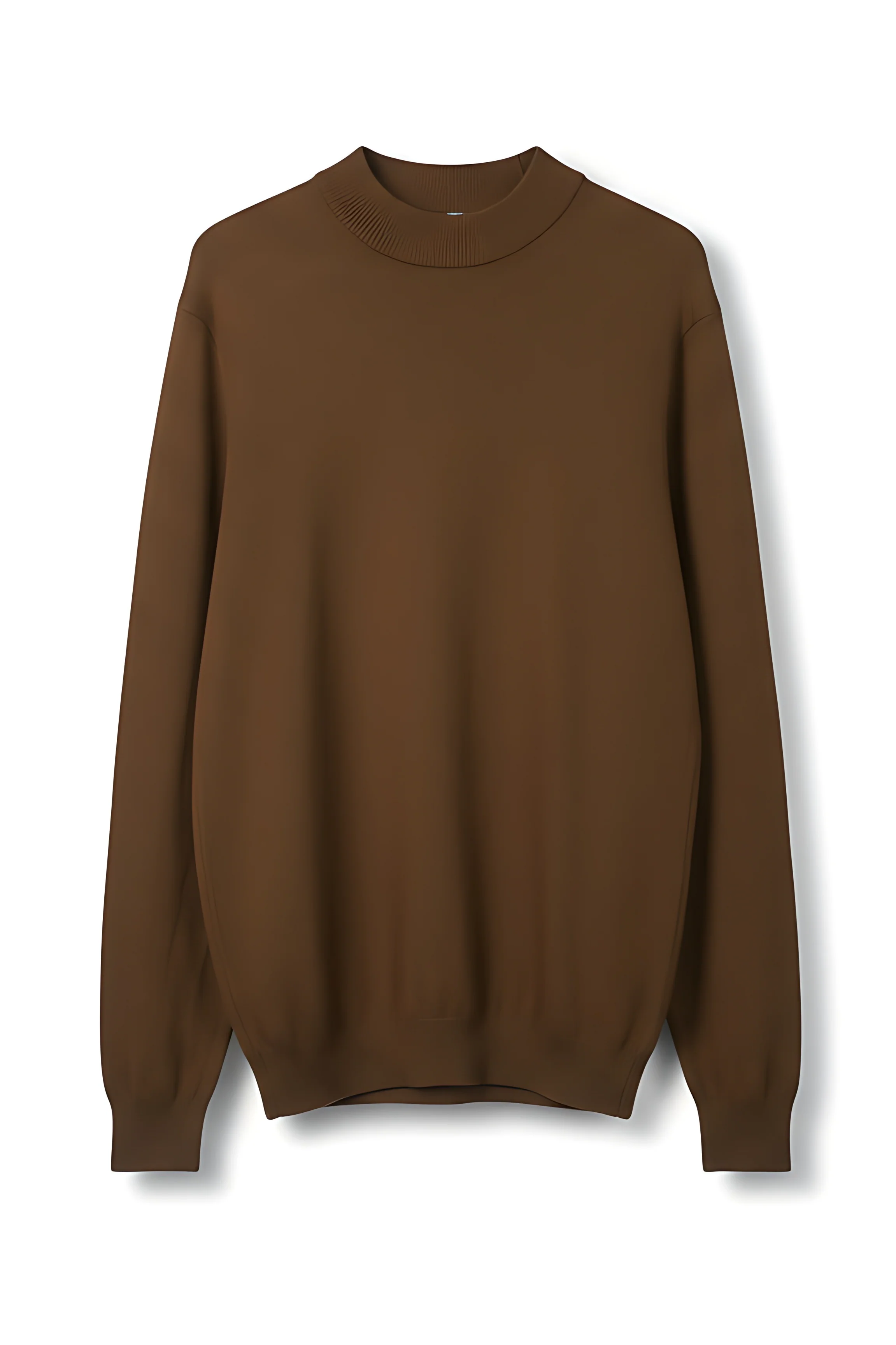 Soft Knit Mock Neck Sweater – Coffee - Image 8
