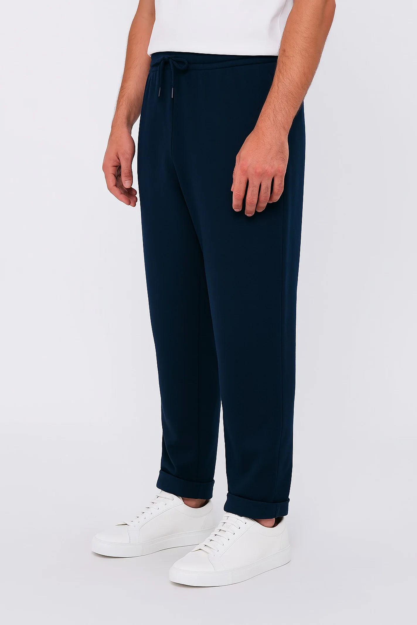 Straight Fit Jogger Trousers – Navy Blue - Image 2