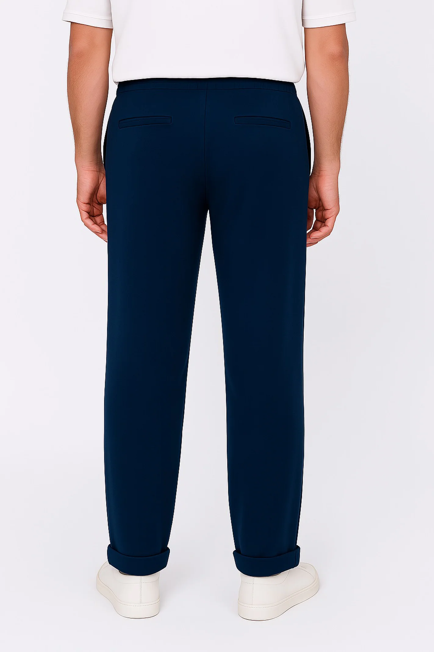 Straight Fit Jogger Trousers – Navy Blue - Image 3