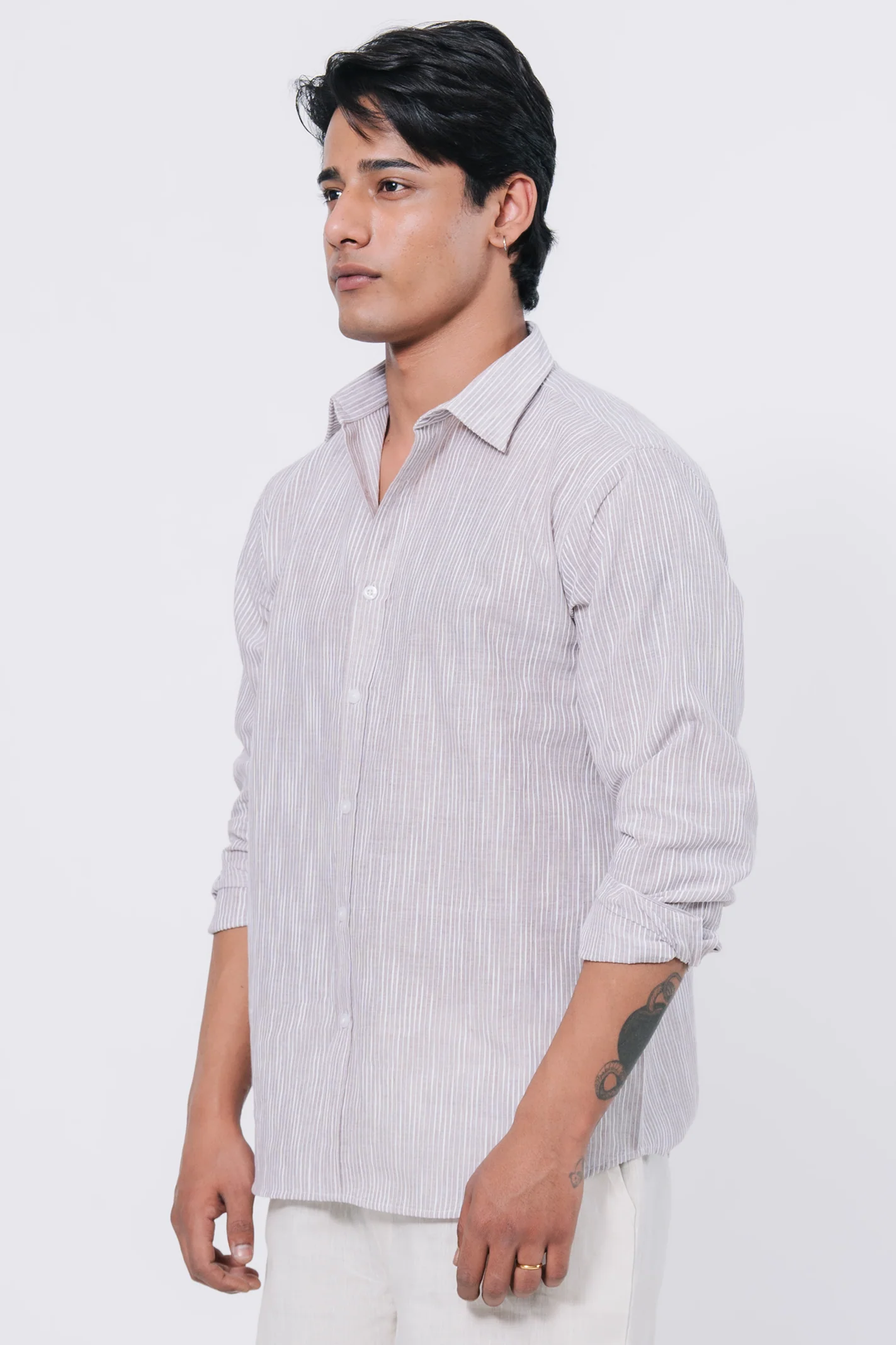 Striped Regular Fit Shirt – Grey - Image 4
