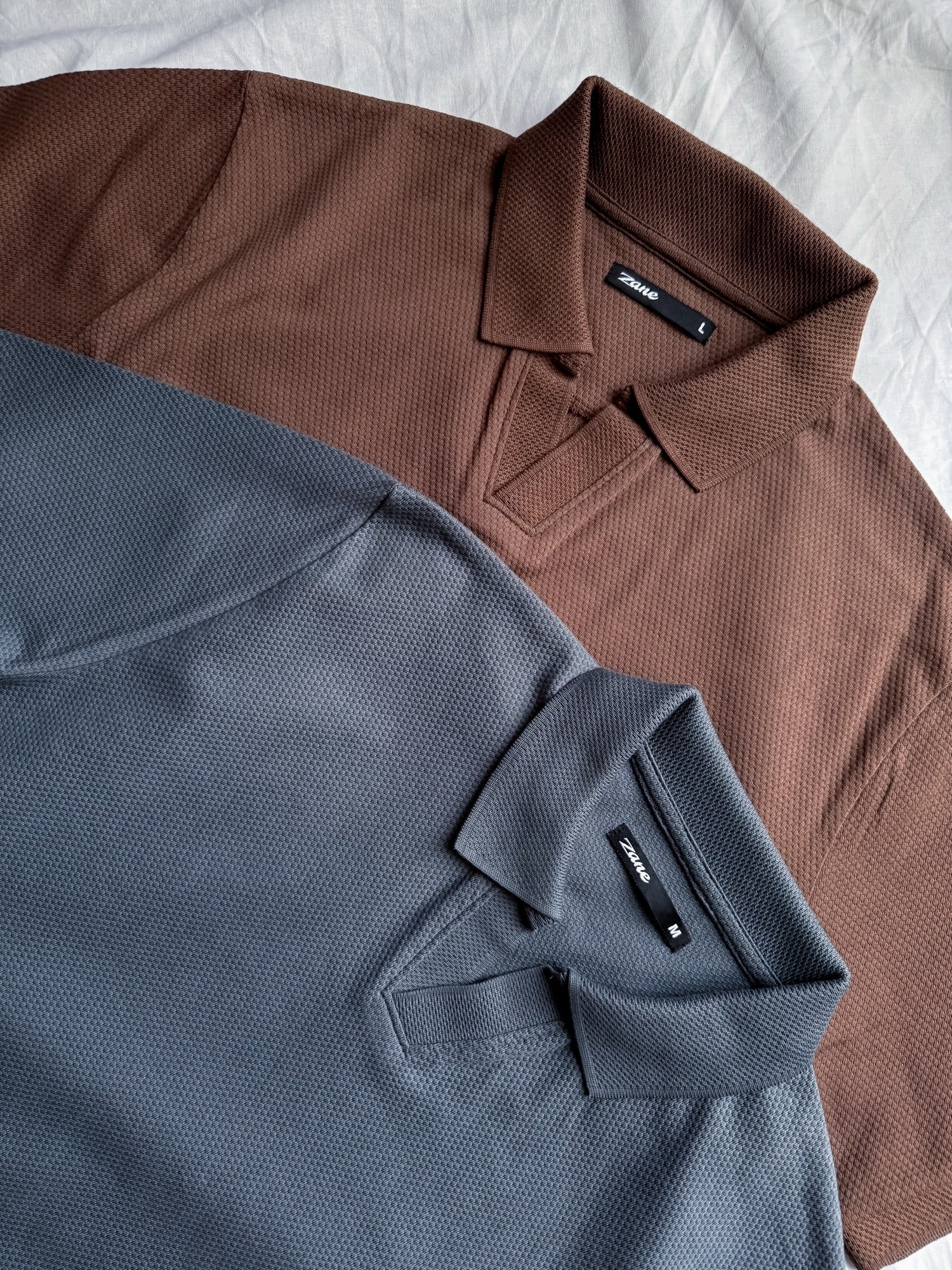 Textured Popcorn Polo Shirt – Brown - Image 4