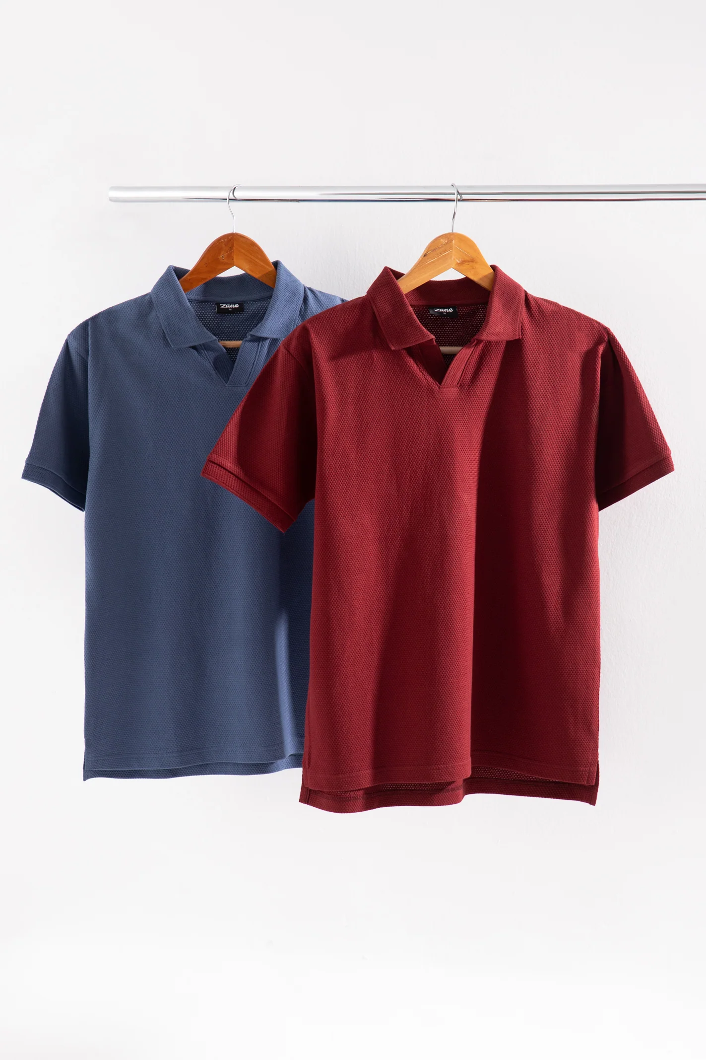 Textured Popcorn Polo Shirt – Maroon - Image 5