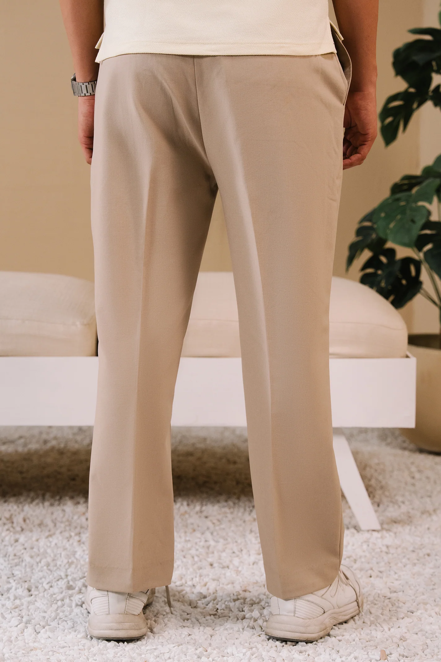 Pleated Dress Pants – Stone - Image 3