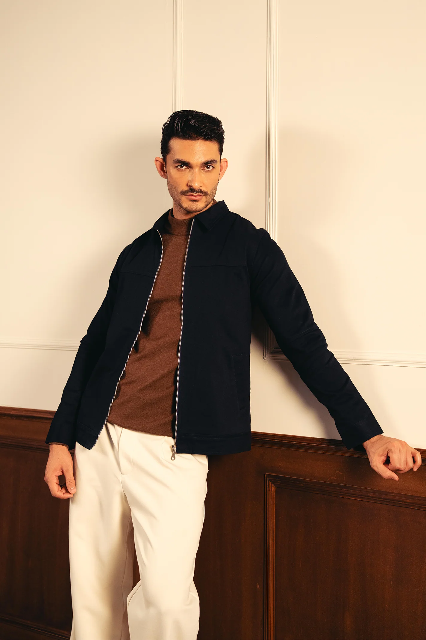 Structured Woven Jacket – Navy Blue - Image 3