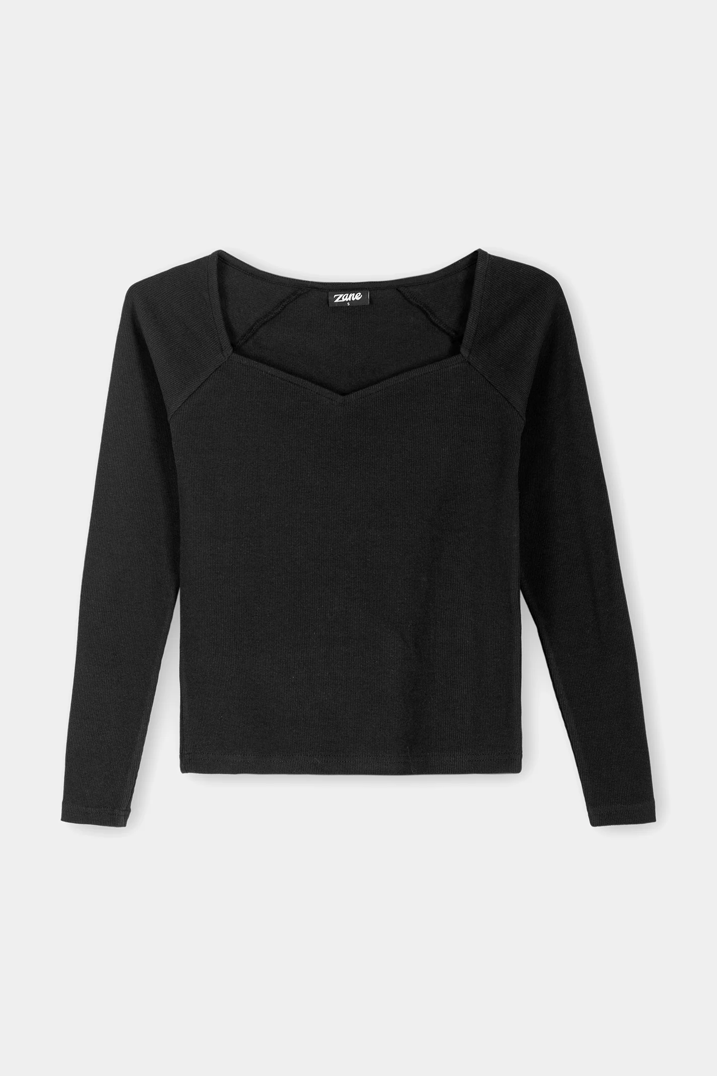 Sweet Heart Neck Top - Black - Image 3