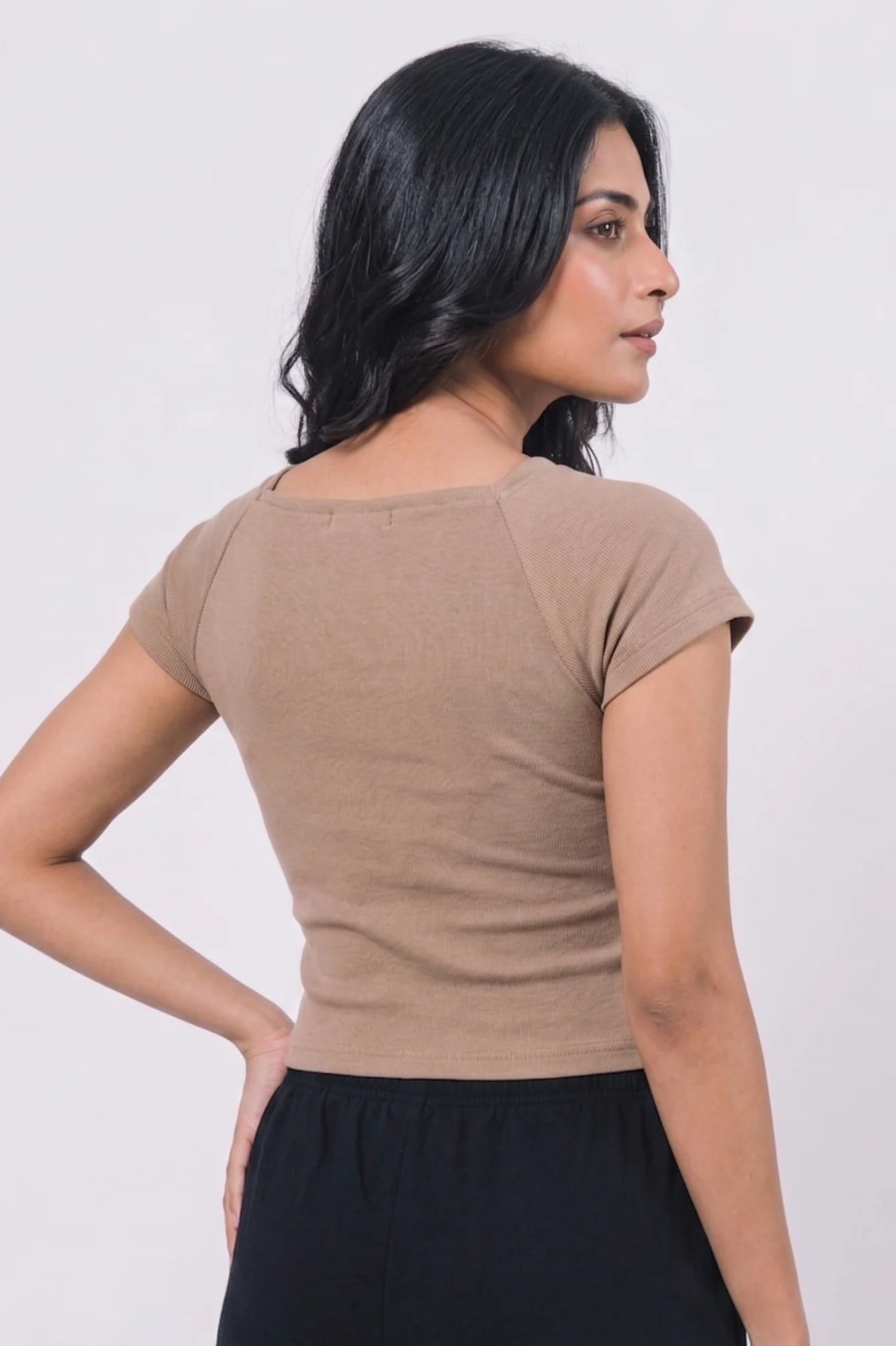 Sweetheart neck top - Coffee - Image 2