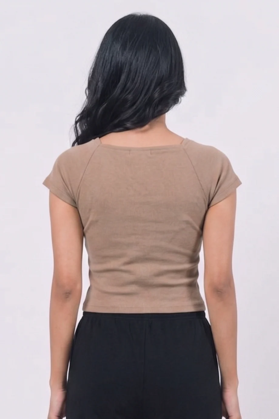 Sweetheart neck top - Coffee - Image 3