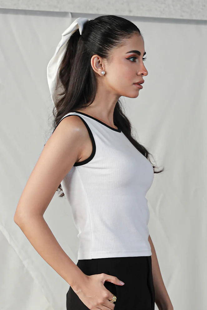 Tank Top - White with Black - Image 2