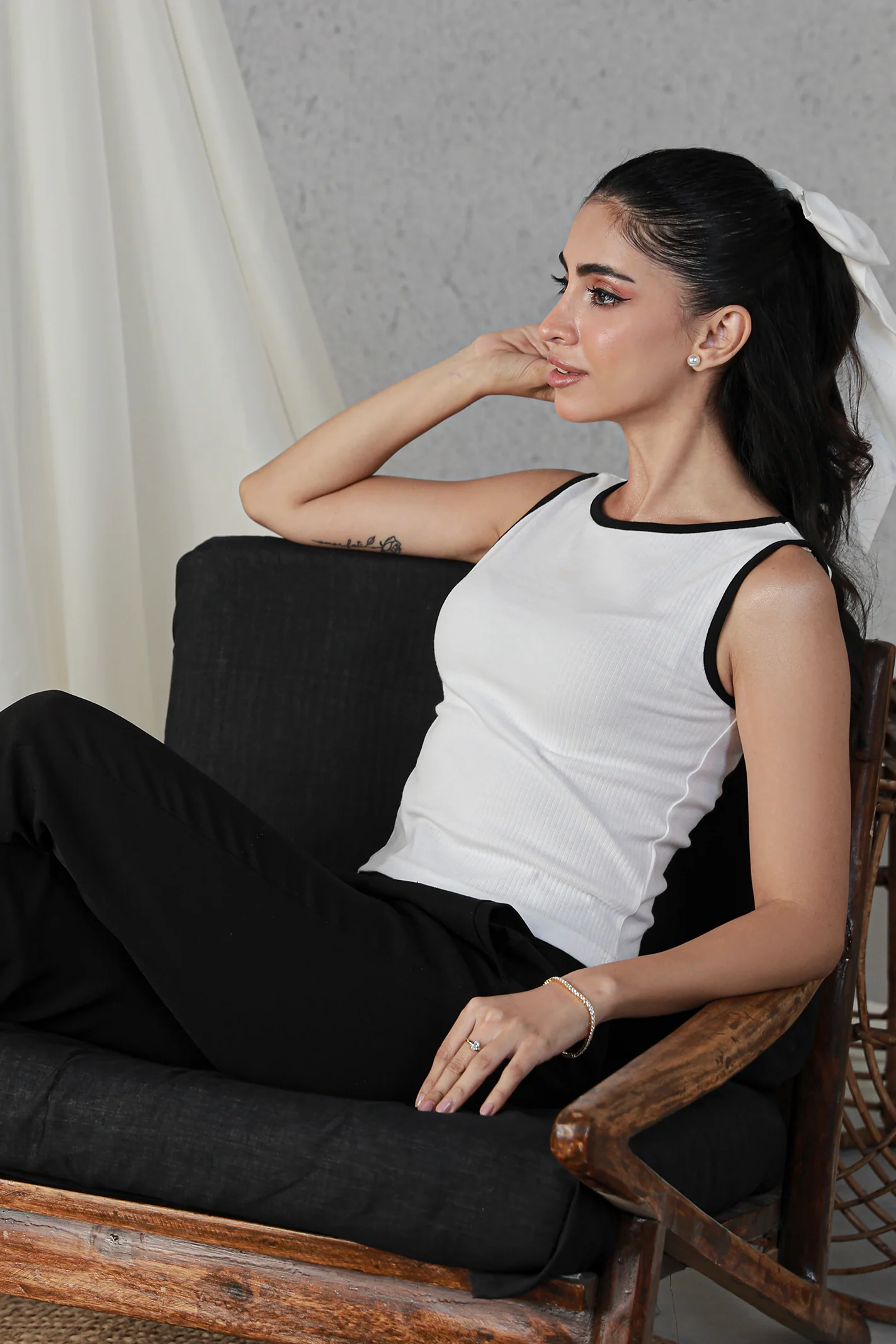 Tank Top - White with Black - Image 4