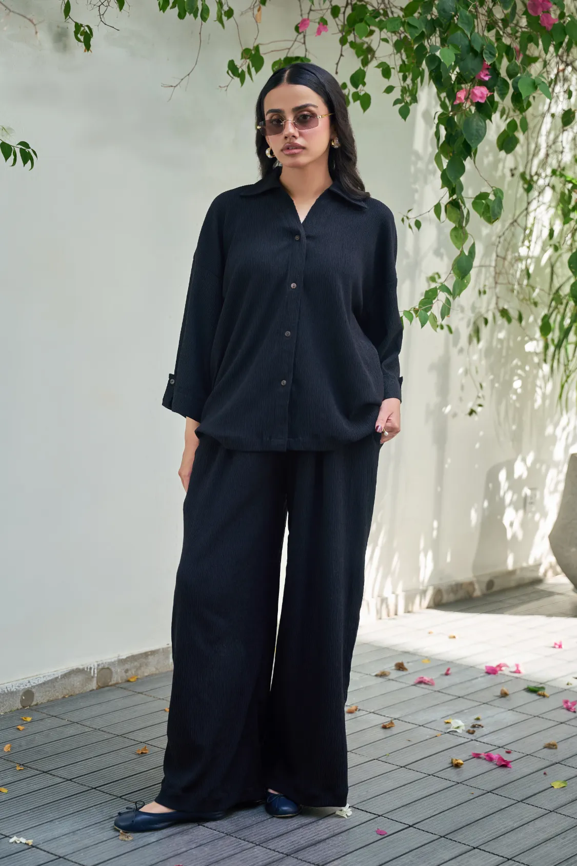 Textured Co-Ord Set - Black - Image 5